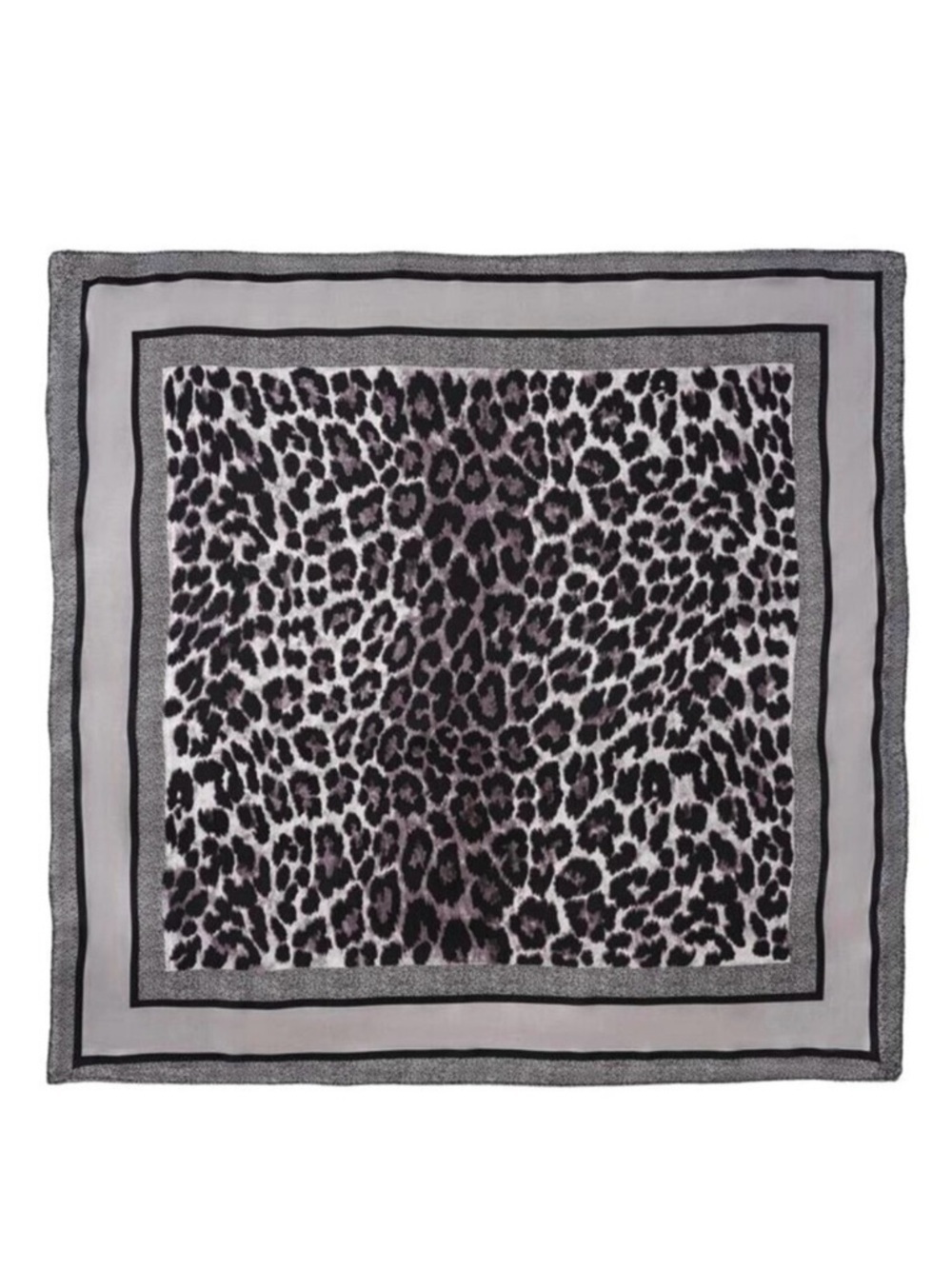 NWT Leopard Print Square Scarf Gray Silk Satin Fashion Neck Hair Accessory